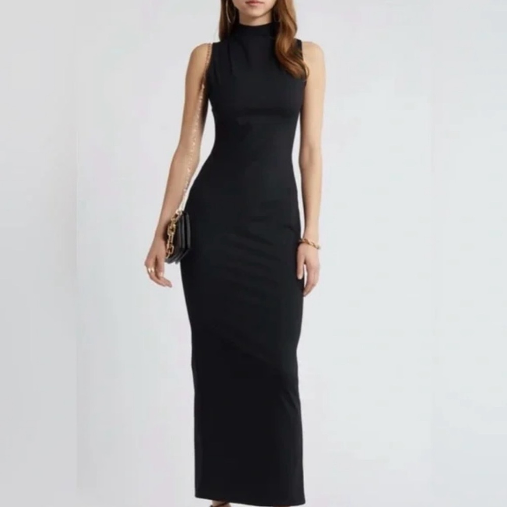 NWT Open Edit Black Sleeveless, Backless Maxi Dress